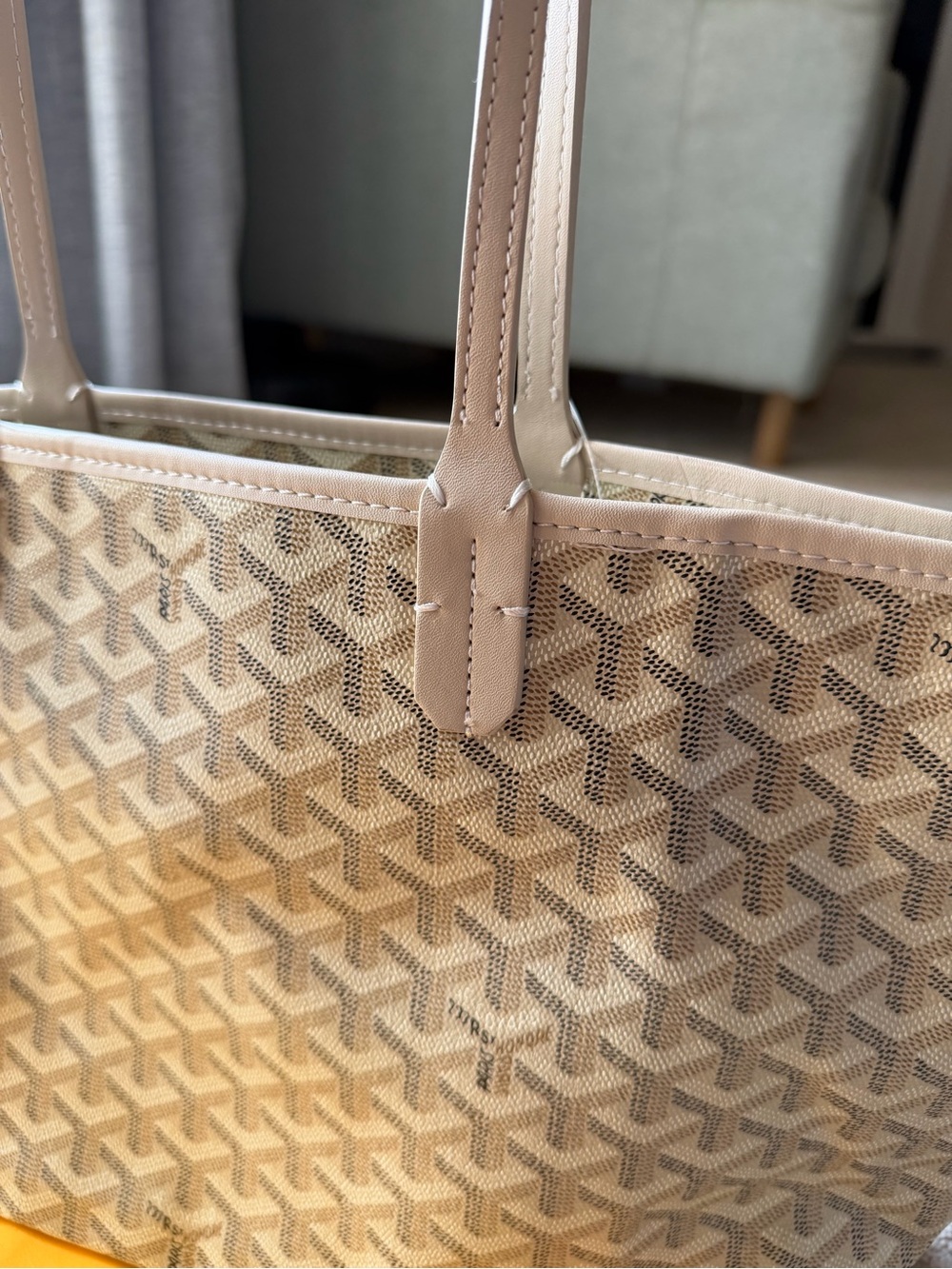 Beige Goyardine Canvas Tote with Leather Handles medium - Picture 2 of 12